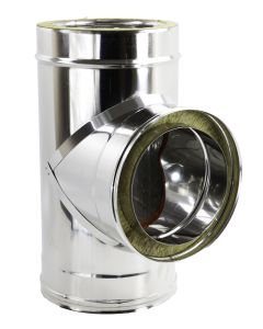 Derivazione a T per Canna Fumaria Inox Doppia Parete - 8 Diametri