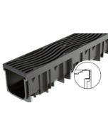 Canaletta di Scolo Nera in Pe-pp Bordo Rinforzato Wavedrain con Griglia Larg.120 x H110 x 1000