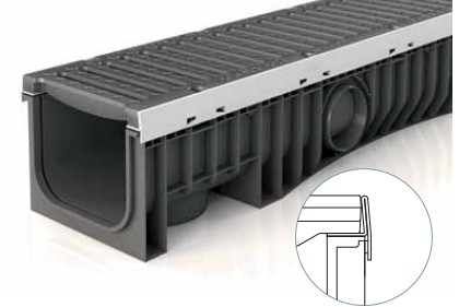 Canaletta  Nera in Acc.zinc.comp. di Griglia D400 Larg.258 x 150h x 1000 Lung. 